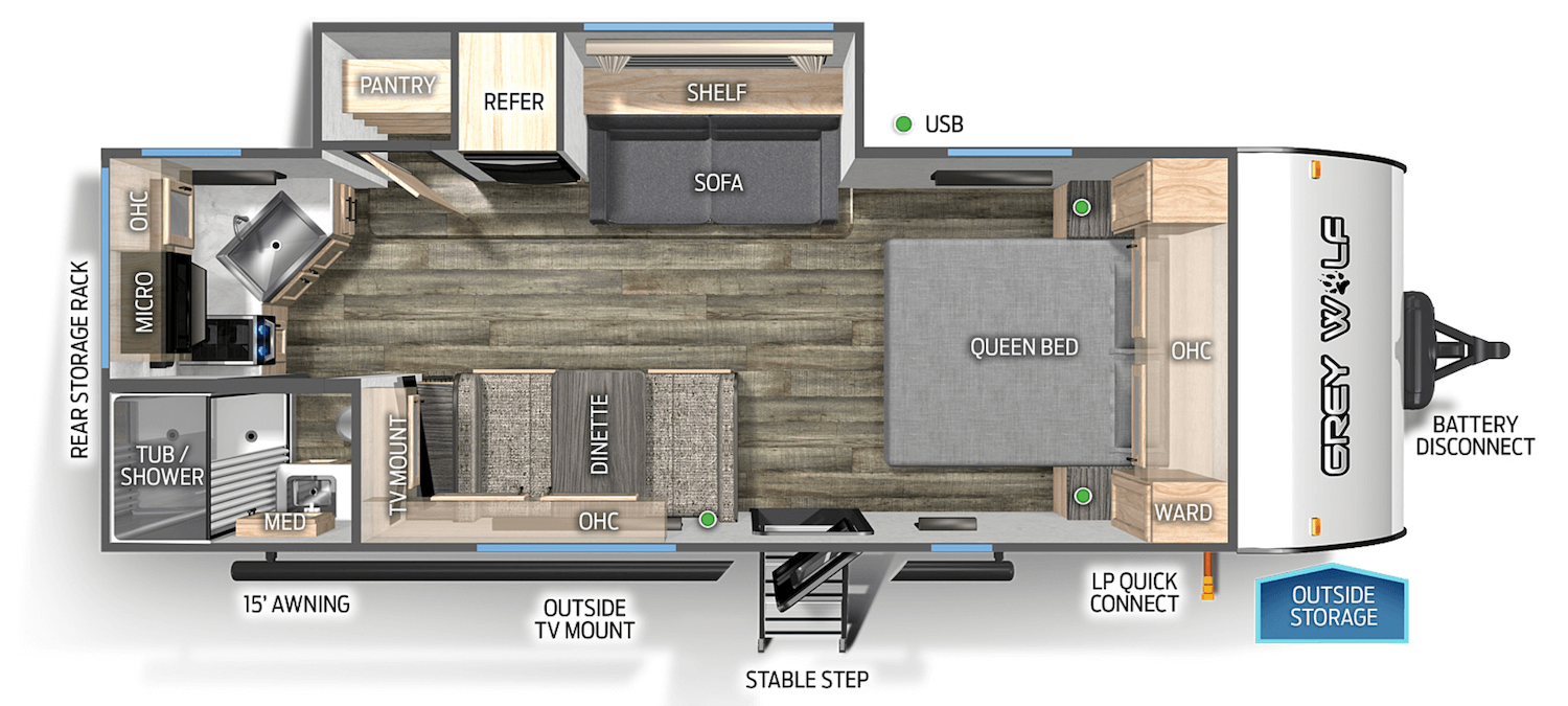 grey-wolf-22ce-popular-travel-trailer-floor-plans-01-2023 