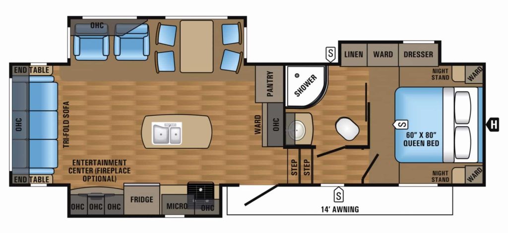 rear living floor plan fifth wheel rv